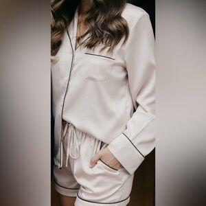 Le Rose Champagne Satin Pajama Set